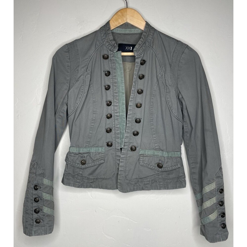 Vintage Y2k Boho Indie Sleaze Dark Academia Band Military Crop Jacket Medium
